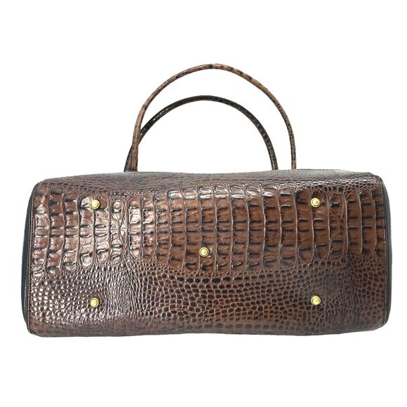 BRAHMIN Shoulder Bag Black & Croc Embossed Brown 9 X 15 - Picture 3 of 14